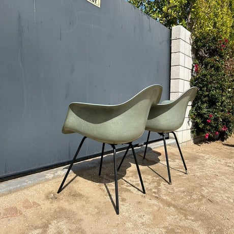 60s Eames arm shell chair set sea form green