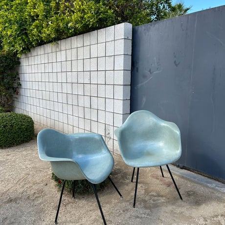 60s Eames arm shell chair set sea form green