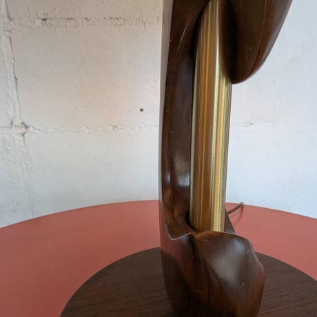 70s Wood base table lamp