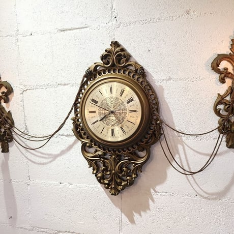 70s Wall clock with candle holder