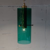 Hans Agne Jakobsson Brass & Green Glass Pendant Lamp