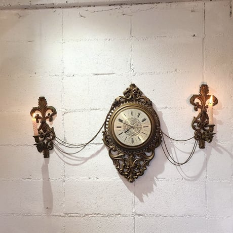 70s Wall clock with candle holder