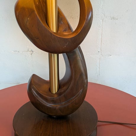70s Wood base table lamp