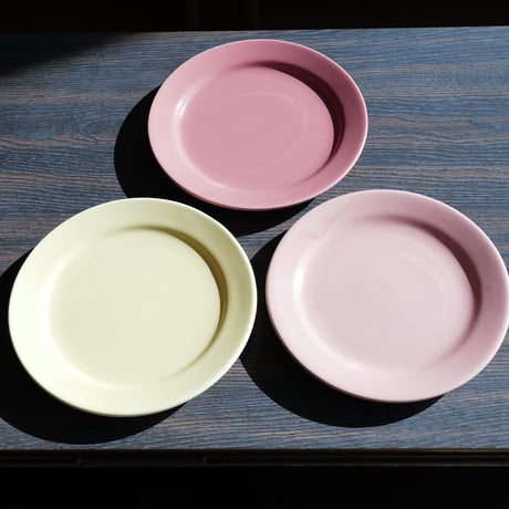 50s BAUER plate  3set pink yellow