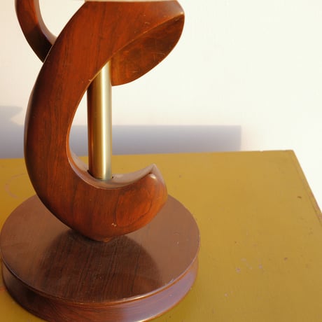 70s Wood base table lamp