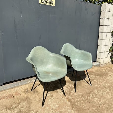 60s Eames arm shell chair set sea form green