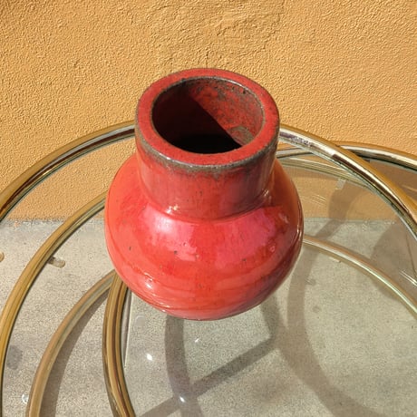 Red flower vase