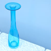 70s Blue glass flower vase