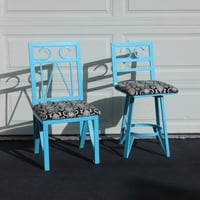 80s Carifornia blue  iron chair set