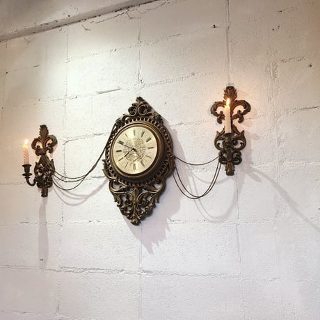 70s Wall clock with candle holder