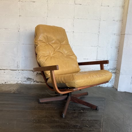 60s Swedish leather lounge chair