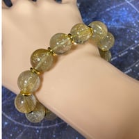 M様専用！【絶対金運】『引き寄せ愛』ゴールドルチルクォーツ大玉13mm透明感あり　15.5センチ