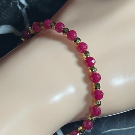 シンセティックルビーブレスレット 5mm