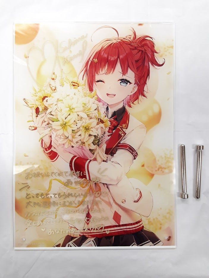 朝日南アカネ 複製直筆サイン・メッセージ入りアクリルパネル キズ有】にじさんじ 朝日南アカネ 誕生日グッズ＆ボイス(2020
