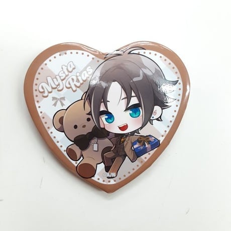 にじさんじ　ミスタ・リアス　Whiteday Goods 2022　ハート型缶バッジ(SD柄)