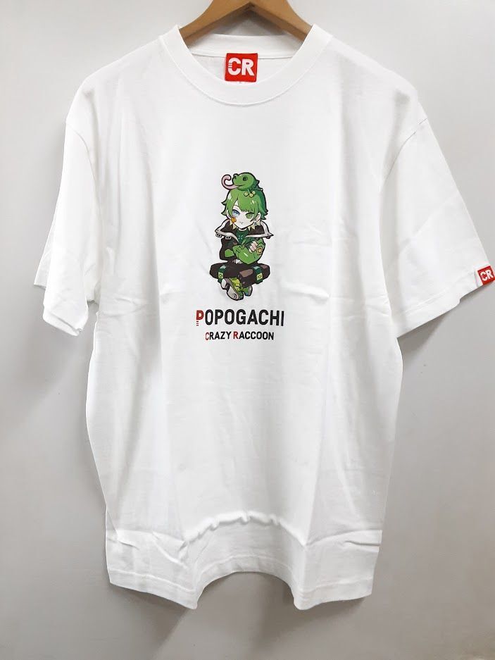 Crazy Raccoon　POPOGACHI　 Tシャツ(Lサイズ ホワイト)