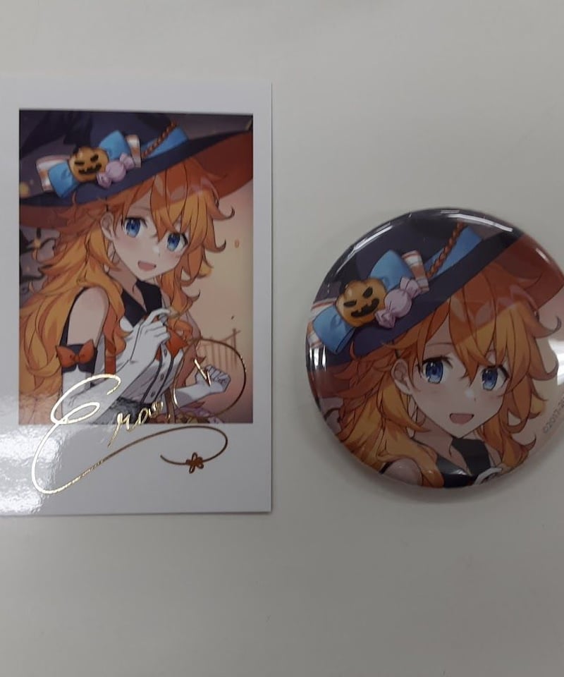 キズ有】にじさんじ 御伽原江良 ランダム缶バッジ＆チェキ風