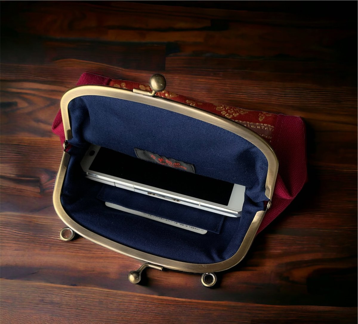 がま口バッグ＆ポーチ 西陣シルク帯＆帆布＆本革ショルダー | 帯