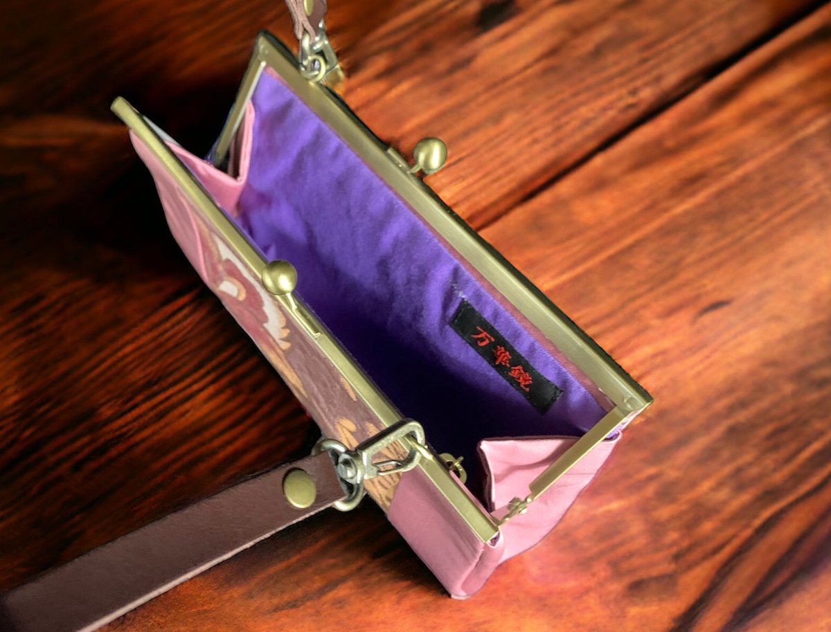 西陣帯 がま口クラッチバッグ＆本革ショルダー | 帯アートバッグの万華鏡®