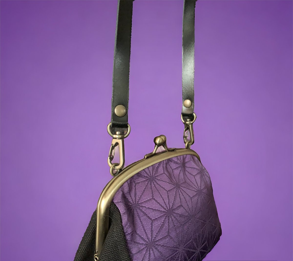 がま口バック☆西陣織帯地 がま口バッグ＜西陣帯＆本革ショルダー＞ショルダー＆クラッチ