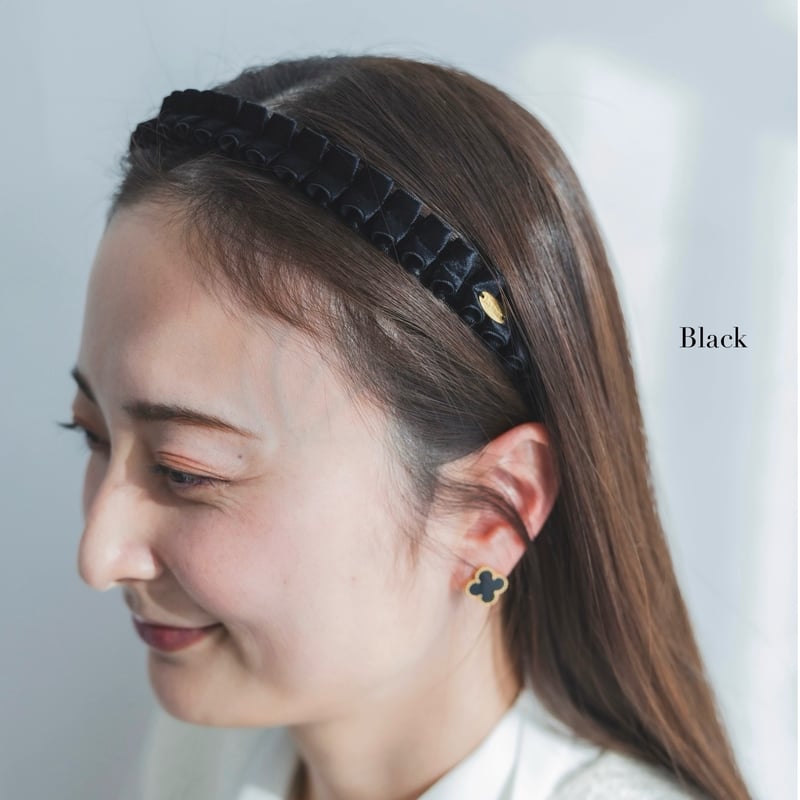 ラメール(La Mer)エレガント ベルベット カチューシャ 黒 Elegant velvet head band -Narrow- AW | 𝐋𝐚 𝐦𝐞𝐫
