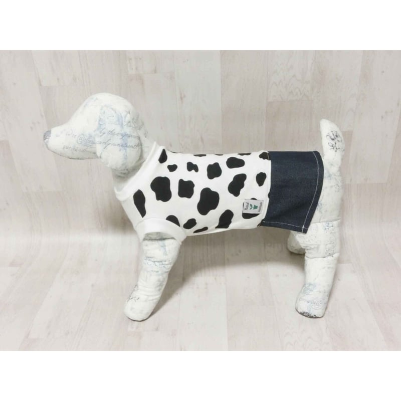 犬服ハンドメイドパネルデニム柄Sサイズタンクトップ