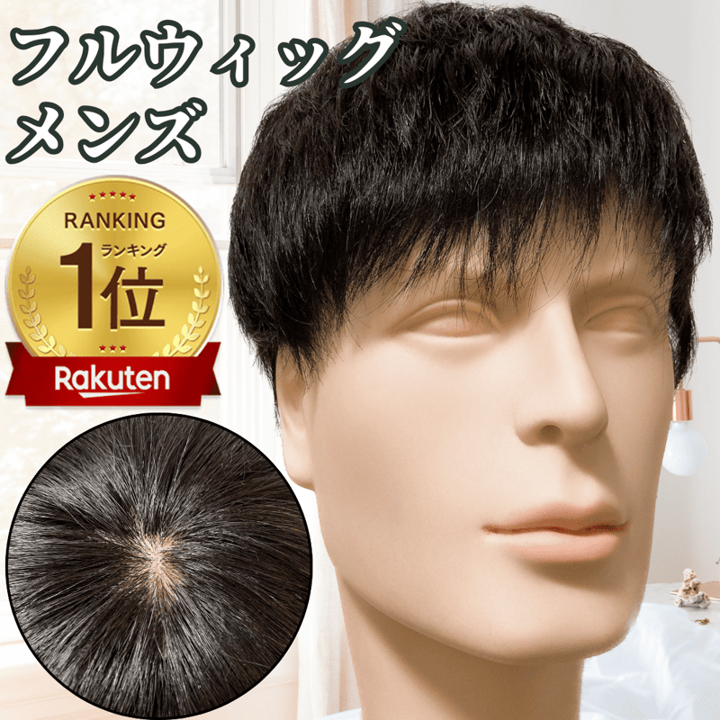 ウィッグ メンズ 人毛100% フルウィッグ カツラ 男性用 ショート 医療