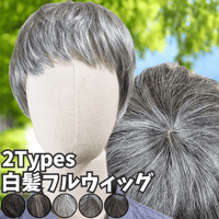 白髪ウィッグ 白髪ショート 部分ウィッグ かつら ヘアピース ポイント