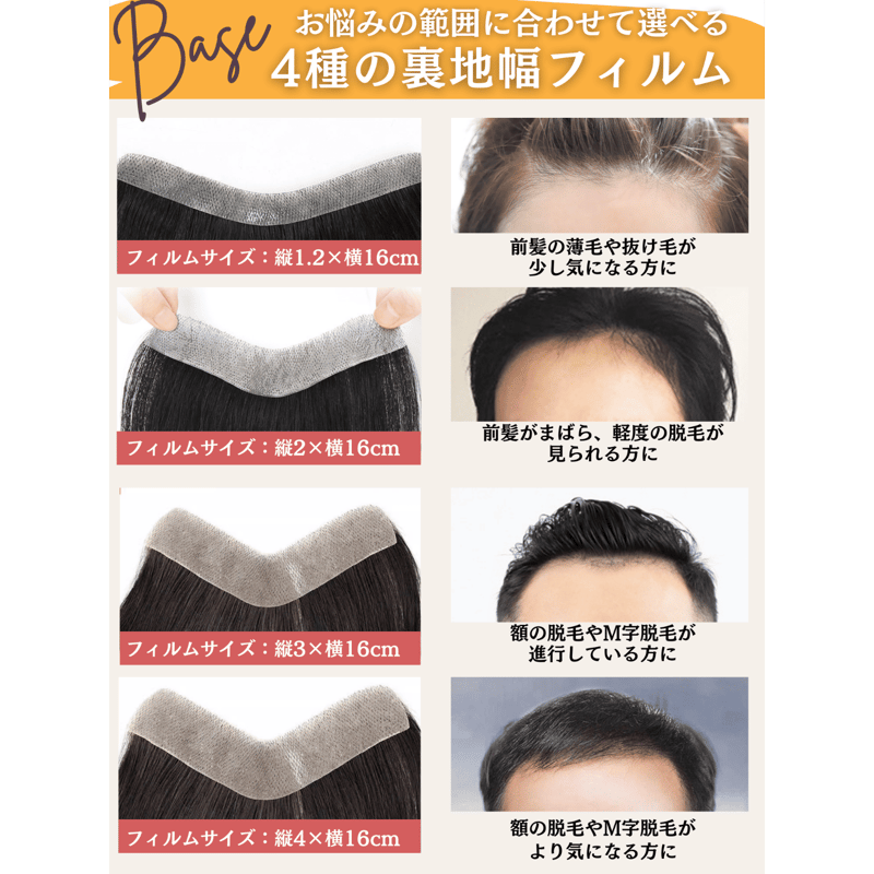 部分ウィッグ 貼るウィッグ 人毛100% 生え際 総手植え 貼る増毛 増毛