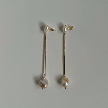 ［gold］long perl pierce / earring -01