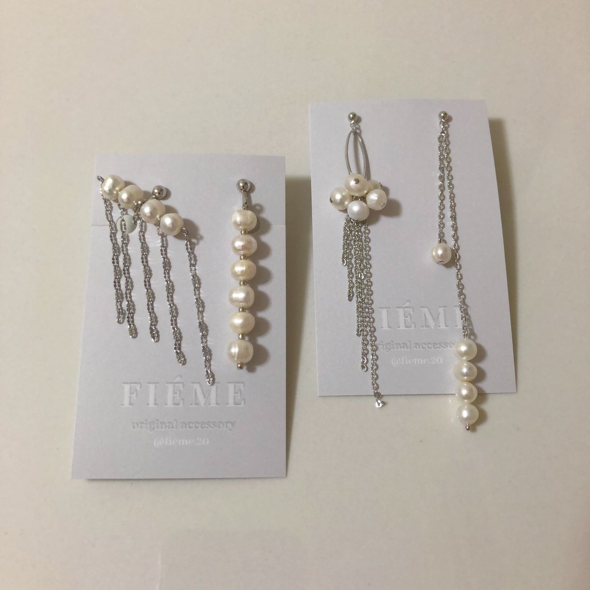 silver］淡水パール ロングチェーンピアス/イヤリング/サージカル