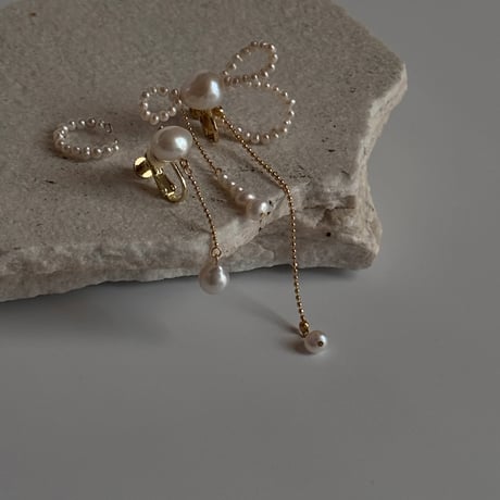 ［gold］Serra - ribbon motif pierce/earring