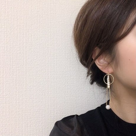 つぶつぶ淡水パール　2wayアシンメトリーピアス