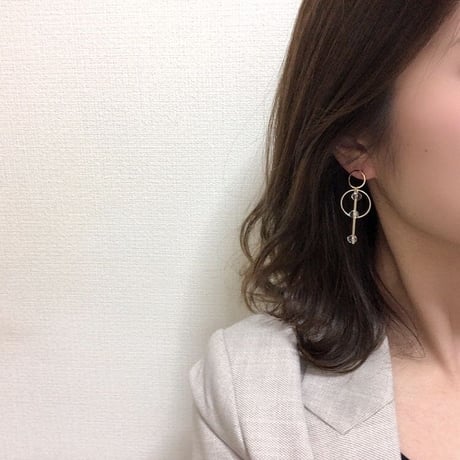 クリア×ゴールド　フープピアス