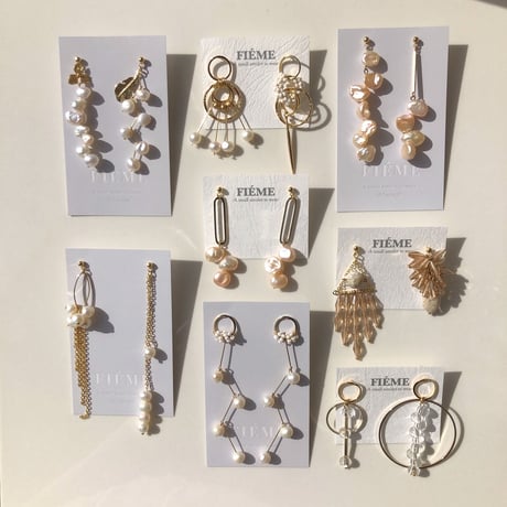 【菊花石】シャンデリア　アシンメトリーピアス/イヤリング/サージカルステンレス