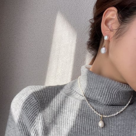 water perl  asymmetry pierce / earring