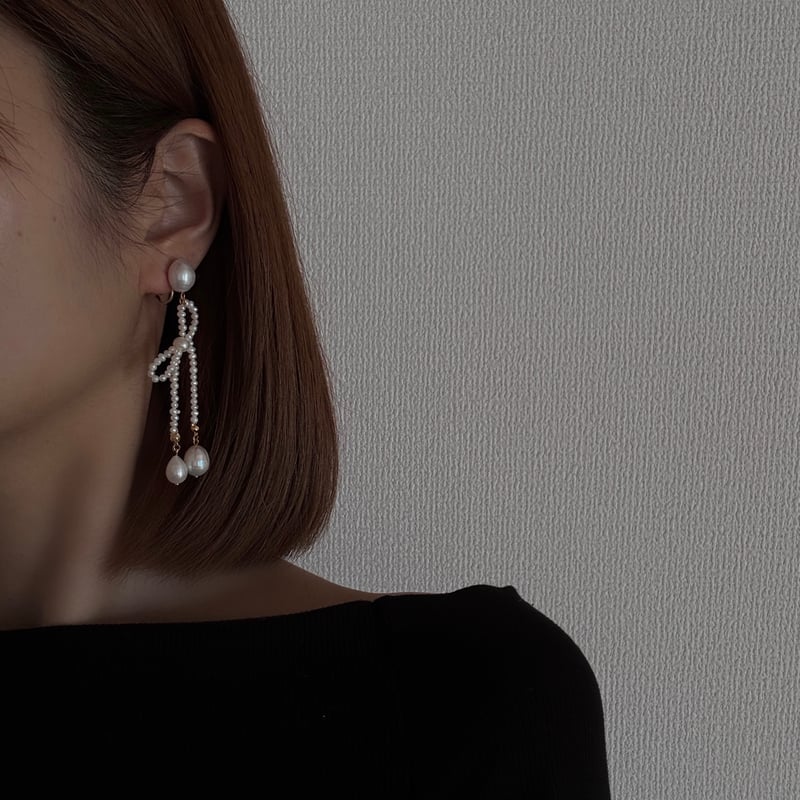 gold］ yui - ribbon motif / pierce earring |