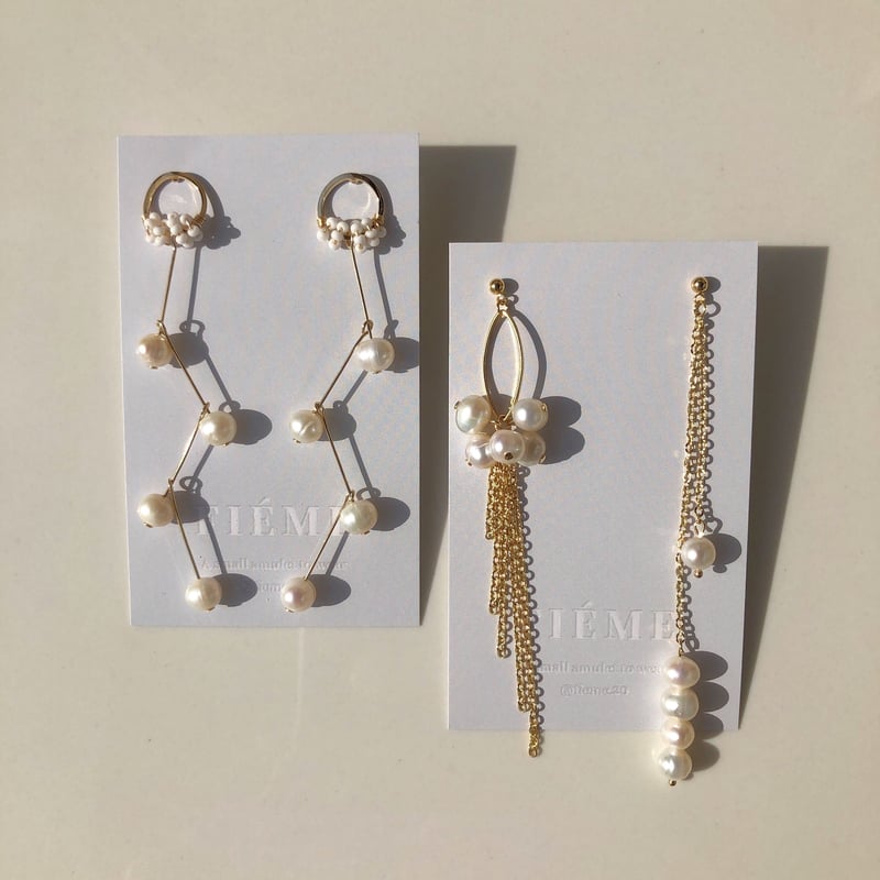 淡水パール ピアス ロングチェーン ゴールド gold］淡水パール ロングチェーンピアス/イヤリング/サージカル