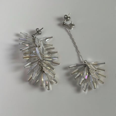 glas beads  -  asymmetry pierce /  earring