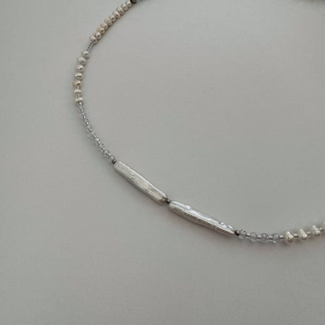 zirconia × waterpearl necklace