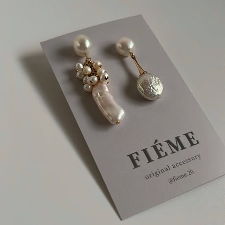 water perl  asymmetry pierce / earring
