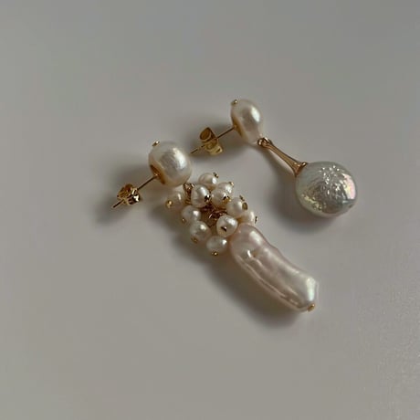 water perl  asymmetry pierce / earring