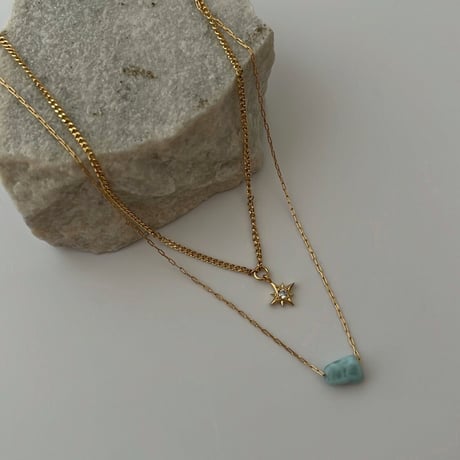［ Larimar × star ］gold necklace