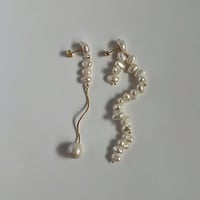 meander  perl pierce / earring - g