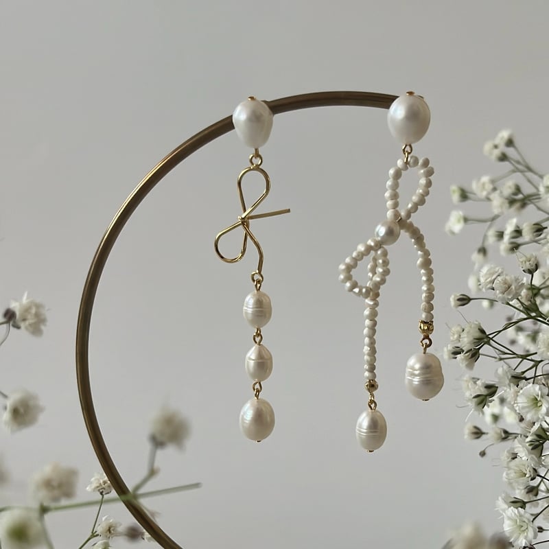 gold］ yui - ribbon motif / pierce earring |