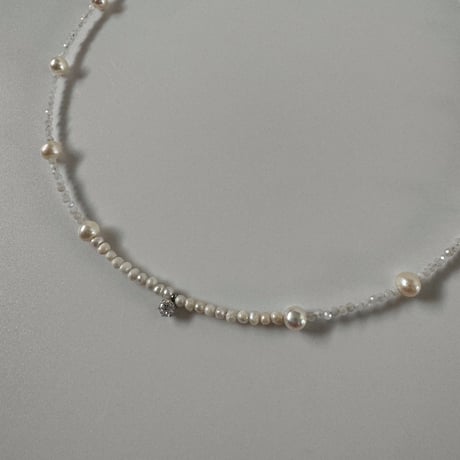 cubic zirconia×moonstone　pearlnecklace
