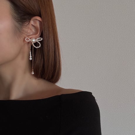 ［gold］Serra - ribbon motif pierce/earring