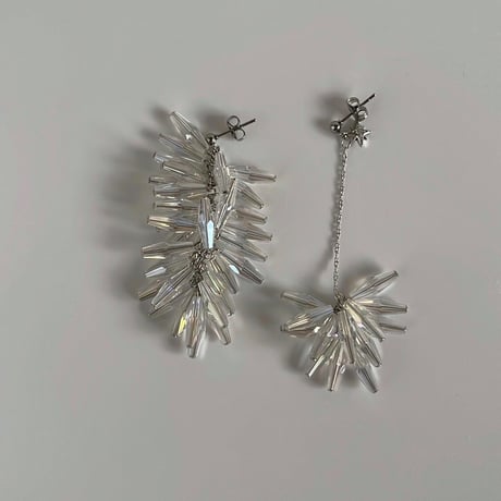glas beads  -  asymmetry pierce /  earring