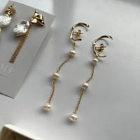 ［2way］イヤーカフ風　ロングパールピアス