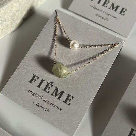 ［jade × perl］double necklace